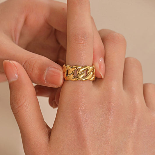 Golden Linked Ring For Women